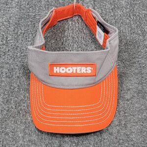 Hooters Sun Visor Orange Gray Adjustable Owls Nest Logo Hat Cap Strapback